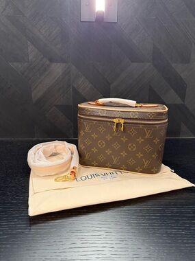 Monogram Vanity Case and Makeup Bag with Strap